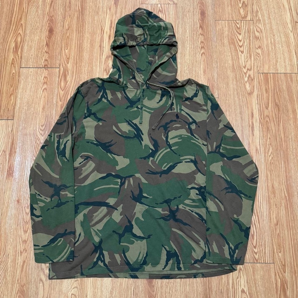 Polo Ralph Lauren Men's Shirt Hoodie XL Camouflage Pullover Lightweight Army